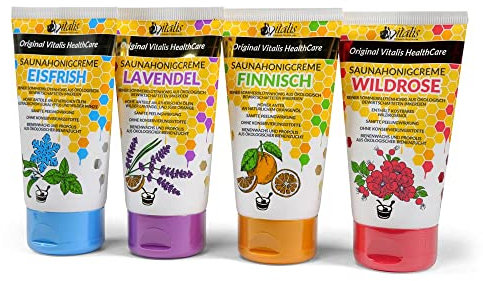 4er Set> Vitalis Saunahonigcreme 120 ml Tube Saunacreme im Set Peelingcreme Honigcreme fr den Saunagang