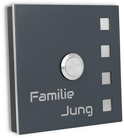 Jung Edelstahl Design Aufputz Türklingel Florida12AG anthrazit pulverbeschichtet Klingelschild 10x10 cm