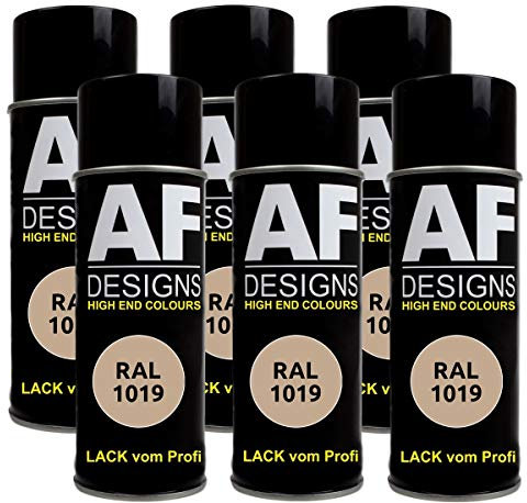 Alex Flittner Designs 6x RAL Lackspray Autolack Buntlack Spraydose RAL1019 GRAUBEIGE glänzend