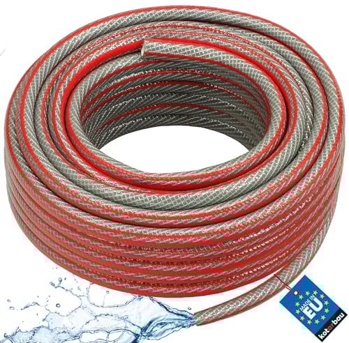 KOTARBAU® Manguera de jardín de 1/2, 30 m, 6 capas, Manguera de PVC reforzada, Anti torsión, Gris, Manguera profesional para regar plantas, Manguera jardín, Manguera de agua, Manguera riego flexible