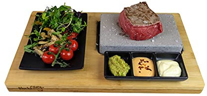 Black Rock Grill Cooking Set - Steak on Lava Stone, Hot Stone Cooking