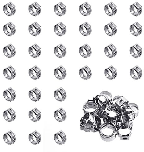 Wokape 50 fascette stringitubo a orecchio singolo 10,3-12,8 mm, in acciaio inox 304 PEX Pinch Morsetti Cinch Anelli Strumento di crimpatura Stepless Fascetta per il fissaggio di tubi e automobilistici