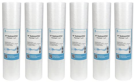 6x Trinkwasserladen 10 Zoll Sediment Wasserfilterkartuschen für Umkehrosmose, Hauswasseranlagen, Brunnenwasser & Partikelfiltration – 1 Micron