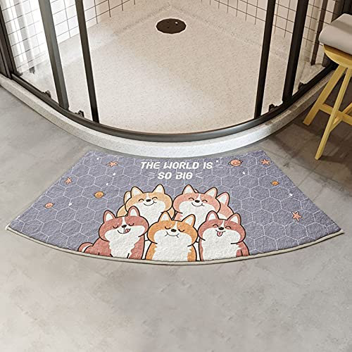 QIQIQ Duschvorleger Eckdusche Mikrofaser Badematte Runddusche 42x100cm Waschbar Badezimmerteppich Mikrofaser