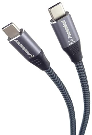 PremiumCord Câble de Connexion, Charge Jusqu'à 5A/100W, Câble de Données Jusqu'à 480 Mbit/s, Prise USB de Type C, Couleur Noire, Longueur 0,5 m