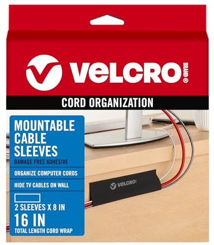 Mountable Cable Sleeves, 4,75 X 8, Black, 2/Pack