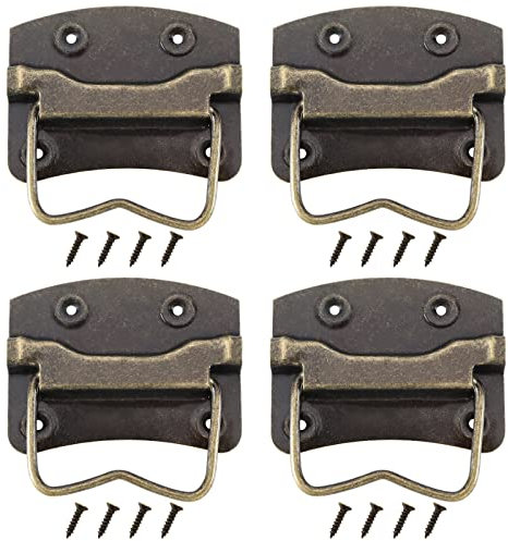 YINETTECH 4 Stück Antik Klappgriffe aus Metall Vintage Stil Hebegriffe Möbel Zubehör für Tür Schrank Kisten Kommoden Kisten Truhen 76x58mm