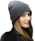 Julesmar Beanie Mütze Amsterdam - für Winter und Frühling - warme, dünne und elastische Mütze, Feinstrick, Slouchy Beanie für Damen und Herren - einfarbig, Grau