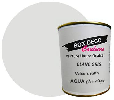 BOX DECO COULEURS Peinture carrelage et faïence murale à base de laque polyuréthane mono-composante aspect velours-satin Aqua carrelage - 750 ml / 7.5m², Blanc Gris