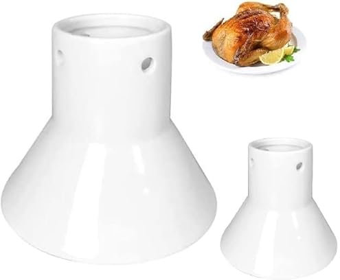 Plutreas Ceramic Chicken Roaster Rack Beer Can Chicken Stand Vertical Poultry Chicken Cooking BBQ Accessories (2 Pcs)