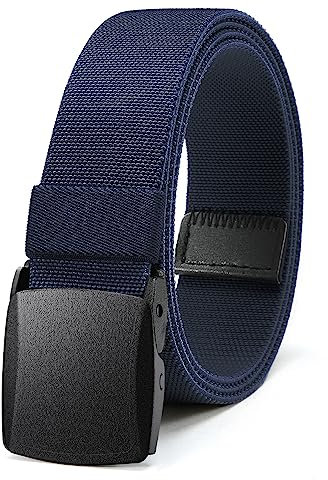 Bon4Extrao Straffes Elastischer Gürtel Herren für Arbeits, Stretchgürtel Herren 38mm für Wandern Reise Arbeitshose mit Leicht Taktische Metallfrei-Schnalle, Stufenlos Verstellbar, Blau