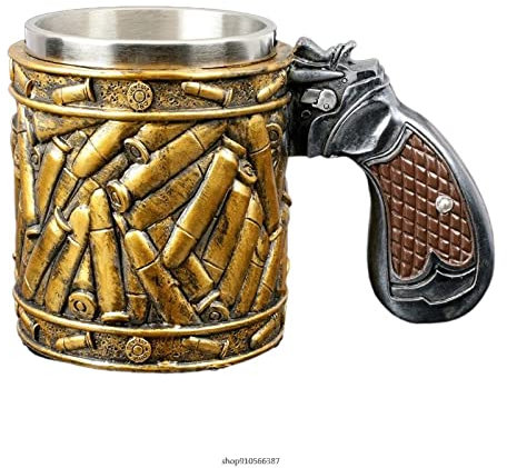 MAIYO Einzigartige Revolverpistole mit runden Patronenhülsen, Kaffeetasse und Bierkrug zum Sammeln von Geschenken