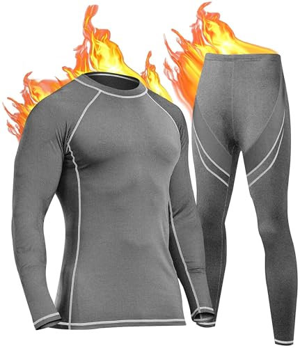 UNIQUEBELLA Thermo Unterwäsche Set, Funktionswäsche Herren Skiunterwäsche Winter Suit Ski Thermo-Unterwäsche Thermowäsche Unterhemd + Unterhose