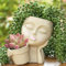 Winter Shore Pot Fleur Visage - Cache Pot Visage Femme Blanc en Terre Cuite 2-en-1 Plantes & Succulentes - Intérieur & Extérieur - Résine avec Trou de Drainage & Bouchon - Patins Antidérapants