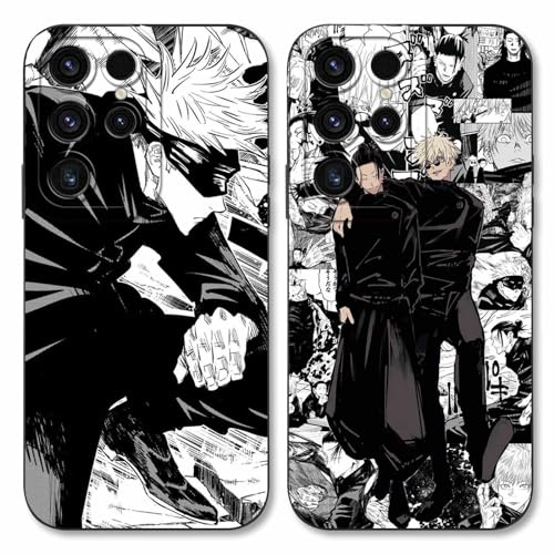 LYUBFDC 2 Stück Handyhülle für Samsung Galaxy S23 Ultra 5G Hülle 6.8'', Anime Motiv Gojo Satoru Itadori Yuji Manga Muster Schutzhülle Case Schutz der Linse Design Cover Stoßfest, Schwarz1
