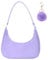 Aucuu Umhängetasche Damen Handtasche, Nylon Retro Achsel Tasche mit Pom-Pom-Schlüsselanhänger, Y2k Fashion Unterarmtasche mit Reißverschluss-Geschenk für Weihnachten und Geburtstag, Weiß