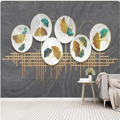 Papier peint 3D créatif feuille de Ginkgo papier peint de fond géométrique * 300 cm x 210 cm (118,1x82,7 pouces)