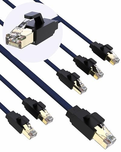 VANDESAIL 6pack Cat-8 Ethernet Cord, Poe LAN Flat Patch Ethernet Cable Network rj45 Shielded, Support cat7 cat6 cat5 High Speed for Console Xbox PS5 Printer Router Modem 10FT(3M)