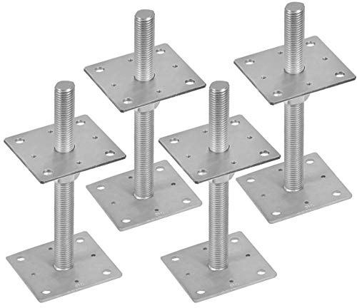 Systafex 4x Pfostenträger 100x250mm Stützenfuß Bodenfuß Betonfuss Höhenverstellbar