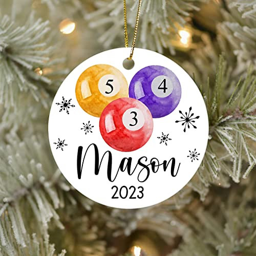 Christbaumschmuck Keramik Weihnachtsanhänger Anhänger Weihnachtsbaumschmuck Hängende Ornamente Weihnachtsdeko Personalisiertes Billard, Individuelle Billard-Geschenkidee, Billard,