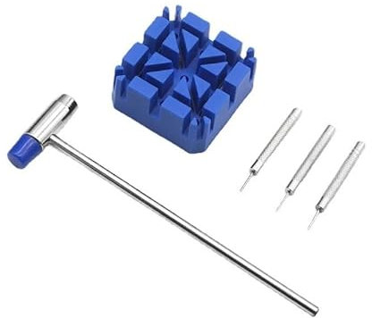 Uhrmacherwerkzeug Set Uhrenarmband-Verbindungsentferner-Reparatur-Werkzeug-Set, Uhrenarmband-Splintenstanzer, Hammer, Armbandhalter, Passen Sie das Stanzen an Uhrmacherwerkzeug ( Color : Blue style A