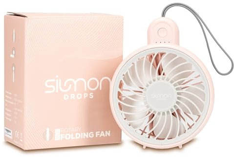 Siumon Drops: Handheld Portable Fan 180° Foldable Powerful Desk Fan Lightweight, Sleek Stylish Design 3 Speed Mini Personal Portable Small Rechargeable Electric USB Fan for Women Men Indoor Outdoor