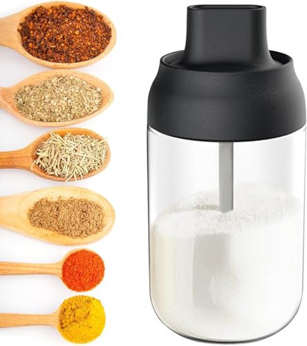 WSAMJIN Gewürzdose mit Löffeldichtung, 250ml Gross Salzstreuer, Transparent Siegel Zuckerstreuer Gewürzglas Haushaltsgewürzflasche für der Küche, Grillen im Freien, Bbq, Kochen