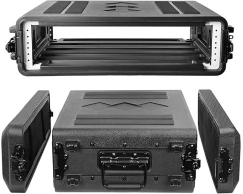 Diandian 2U Rackmount Flight Case, flach, 40,6 cm Tiefe, 48,3 cm Rackmount Flightcase, wasserdicht, staubdicht, Stoßhalterung für Verstärker, Pro Audio, DJ-Mixer, Effekte mit Mikrofonfächern