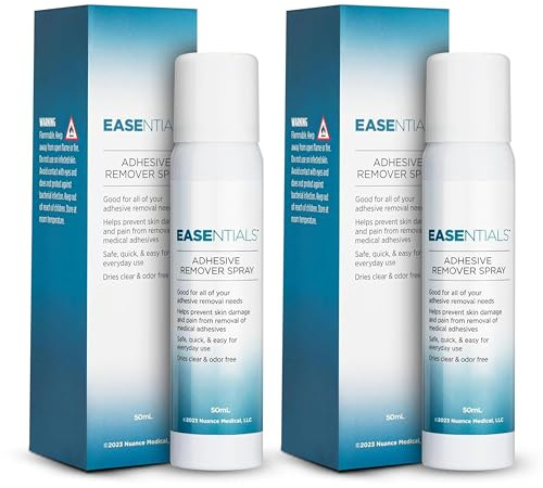 EASEntials Skin-Friendly No Sting Adhesive Remover Spray, Ideal for Ostomy Patients, Sensitive Skin, and Bandage Removal, Low Residue, Quick Dry, Non-Sticky Formula, Better Than Wipes, 50 ml (2 Pack)