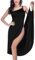 AUYAO Camisolas y Pareos para Mujer, Vestido de Abrigo Bañador, Vestido Playero Mujer Bikini Cover Up Beachwear para Playas Piscinas Salones para Tomar el Sol, Negro(Gran Tamaño)