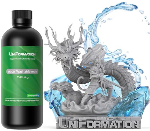 UNIFORMATION HD Wasser abwaschbares Harz leicht zu reinigen schnell UV-hrtendes 3D-Druckerharz Photopolymer niedrige Viskositt schnelles 3D-Harz für SLA/LCD/DLP-Druck HD Grau 1KG