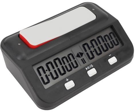 Schachuhr, Digitaler Schachtimer, Tragbarer Timer mit Turnier, Bonuszeit und Alarmfunktion für Brettspiele (Black)
