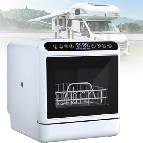 MhWrughts Lave-Vaisselle de Table avec réservoir d'eau intégré de 5 L | Lave-Vaisselle Automatique avec 5 Couverts, Panier à 2 Niveaux et Fonction de séchage