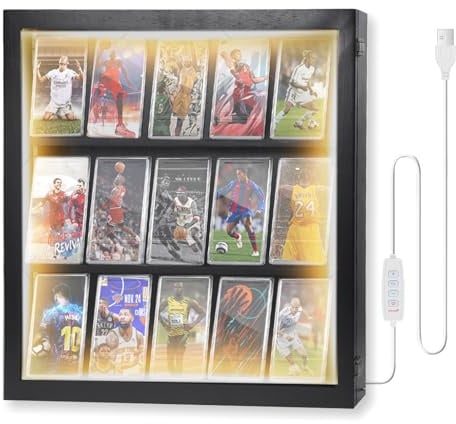 Sportkarten-Vitrine mit LED-Licht | PSA-Graded, Football, Trading Wall Display Adjustable Warm and Cold Lighting Settings