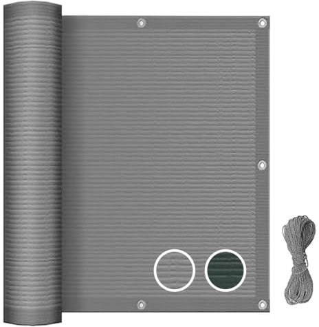 Malla Privacidad balcones y vayas Gris | De 5x0,9 metros | Fibras Alta Resistencia HDPE con Tratamiento UV, Alta Densidad,Transpirable, Fácil instalación | Para jardín, balcón, vayas o piscina.