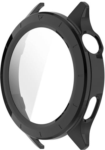 AWADUO Compatible con Xiaomi Watch S4/Watch S4 eSIM Smartwatch Full Coverage PC Funda con Cristal Templado Touchable Screen Protector Smartwatch Accesorios (Negro)