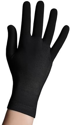 QiEco Weiche Bambus-Baumwoll-Kinderhandschuhe für Ekzeme, trockene Haut & Sport, dünn, thermisch, antibakteriell, Touchscreen, warme Einlagen, atmungsaktiv, hypoallergen, Laufhandschuhe (Schwarz, XS,