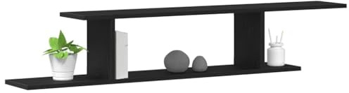 vidaXL Wall-mounted TV Shelf Wall-Mounted Black Oak 125 x 18 x 23 cm | Smart, simple look that fits right in with your decor, Made from quality engineered wood,