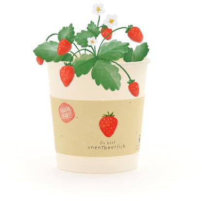 Erdbeer-Anzuchtset als liebevolles Geschenk | Anzuchtbecher mit Erdbeer-Saatgut, Kokos-Quelltablette & Anleitung | Nachhaltige Geschenkidee für Liebesbotschaften, Geburtstage & Wertschätzung