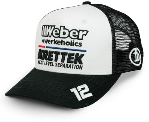 Weber #Werkeholics X Max Nagl Krettek Mesh Trucker Cap, Schwarz/Weiß, 5-Panel Baseball Kappe mit Netzeinsatz, Verstellbar Motocross Enduro