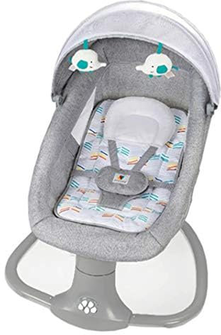 Sianldcone Babywiege, Stubenwagen Baby Kleinkind Wiege, Beistellbett Baby, Faltbar Convertible Co-Sleeping Babybett mit Musik, 5-schwankende Zahnräder (HR00 Grey)