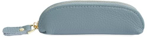 Unisex Münzgeldbörse aus Rindsleder, niedlicher Lippenstift, Reißverschluss, lang, kleine Kleingeldtasche, Hellblau
