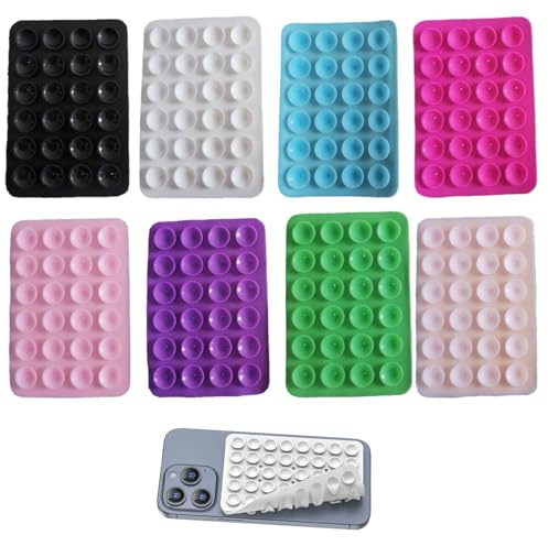 Lyntrioris 8 PCS Suction Phone Holders – Sticky Silicone Phone Pad Grips with Strong Suction, Reusable Desktop Mounts for Smartphones, Travel & Home Use, 8 Colors