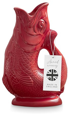 Wade Fish Jug, Handcrafted in Stoke-on-Trent England, Award-Winning Iconic UK Heritage Brand, English Earthenware, 1.2L, Red, WA967803RED