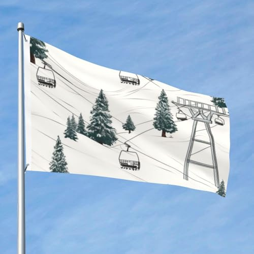 Flagge 60 cm x 90 cm, für drinnen und draußen, mit Öse, Frühlings- und Sommer-Skilift mit Tannenbaum-Flaggen für den Außenbereich, Garten, Hof, Banner, dekoratives Schild, saisonale Willkommensflagge