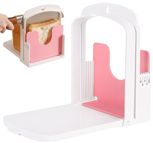 Affettatrice per pane, Tagliapane pieghevole - Guida per affettare anche toast e pasta madre, Taglierina manuale sicura con design protettivo -