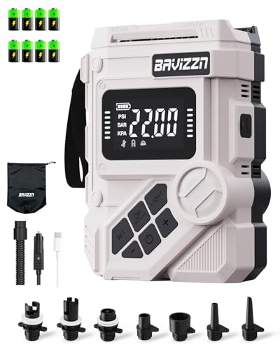 BAVIZZN 22PSI Akku Sup Elektrische Pumpe 12V Sup Pumpe Elektrisch Mit Akku | 59.2WH 45W Typ-C-Anschluss Inflator & Deflator für Paddle-Board,Boot,Kayaks,Wassersport