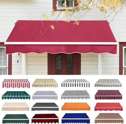 Manuell markisbyte, tyg, infällbart tyg, markisöverdrag, solskydd, markisduk, markisöverdrag, för altan, balkong, trädgård, butik, 01, (8,2x5ft)