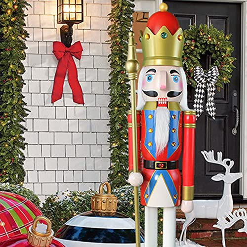 CDL 120 cm hoch lebensgroß Große/Giant rot Weihnachten Holz Nussknacker König Ornament auf Ständer gilt Golden Scepter für Innen Outdoor Weihnachts/Event/Zeremonien/Gewerbliche Dekoration K20