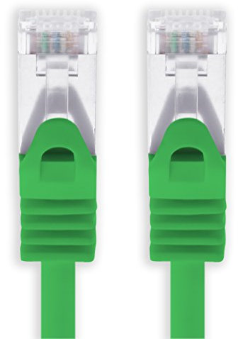 10m - grün - 1 Stück CAT.7 Netzwerkkabel Sftp (Rohkabel) Patchkabel (SET) 10000Mbit/s - 500 MHz konfektioniert mit 2 RJ45 Stecker Cat6a